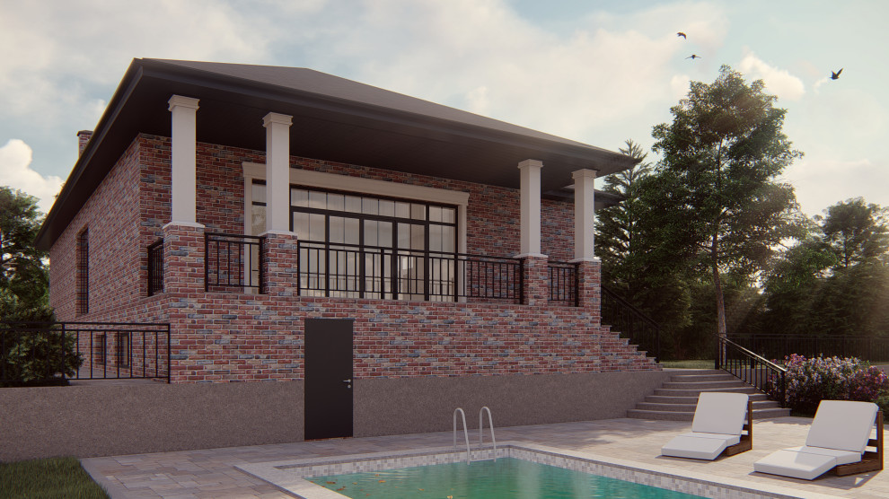 Одноэтажный дом с цокольным этажом