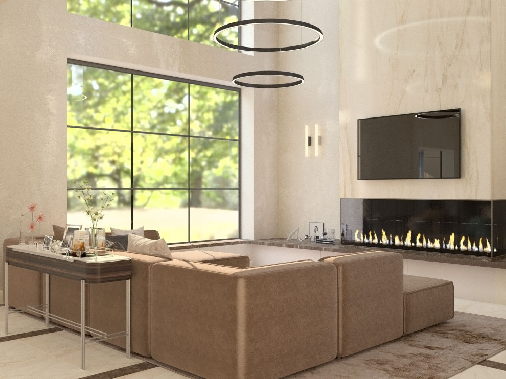 Обложка проекта: Гостиная и кухня в загородном доме