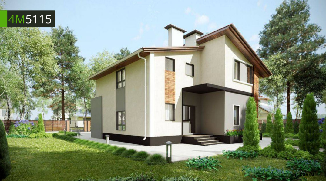 Обложка проекта: ПЛАН ДВУХЭТАЖНОГО ДОМА С ЧЕТЫРЬМЯ СПАЛЬНЯМИ 4M5115