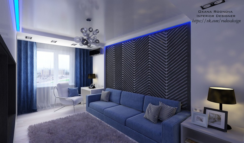 Обложка проекта: Гостиная hi-tech (17,8 кв.м)
