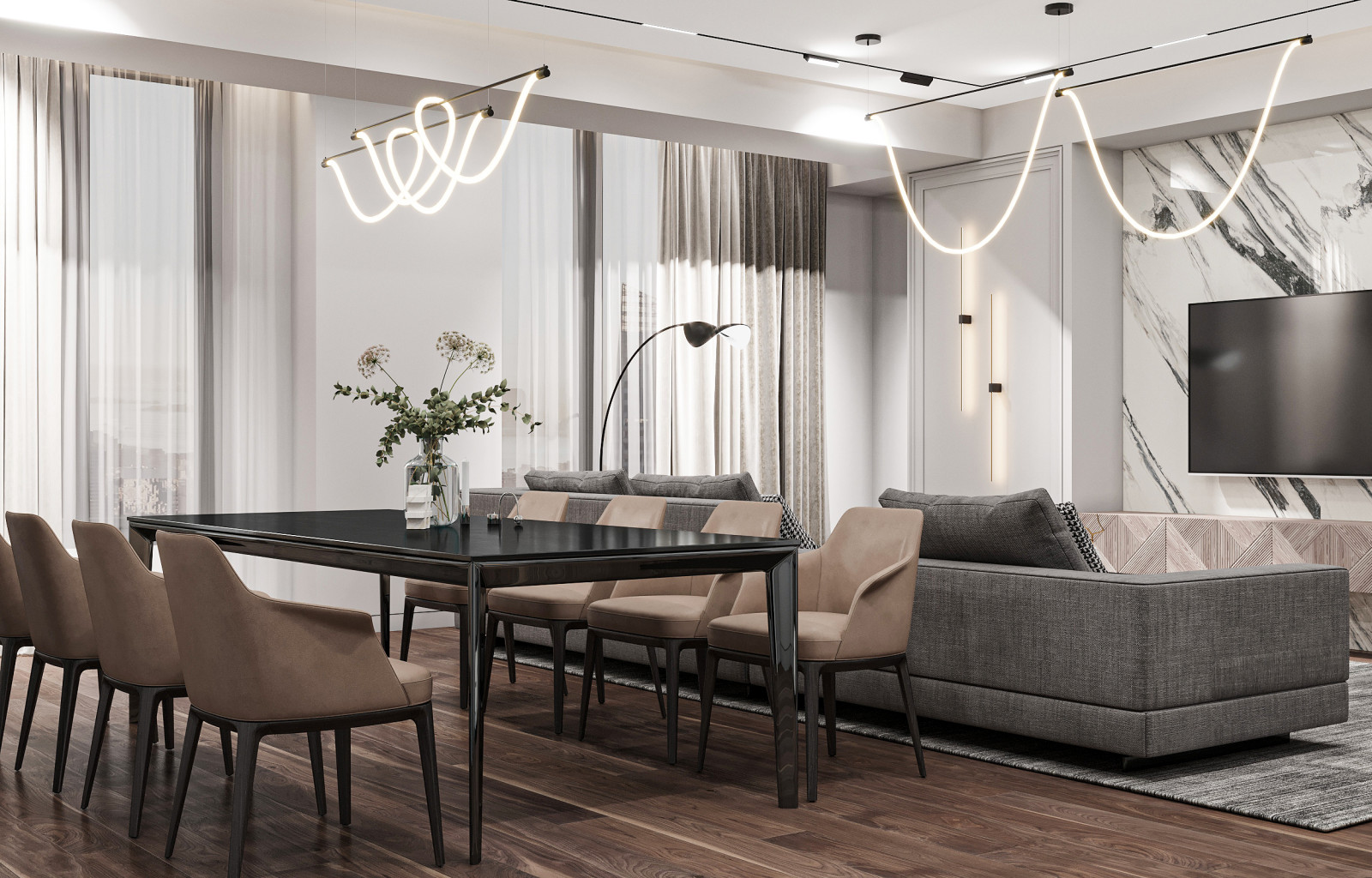 Современная кухня-гостиная