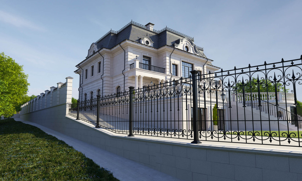 Архитектурный проект жилого дома с бассейном в классическом стиле. 1100кв.м.