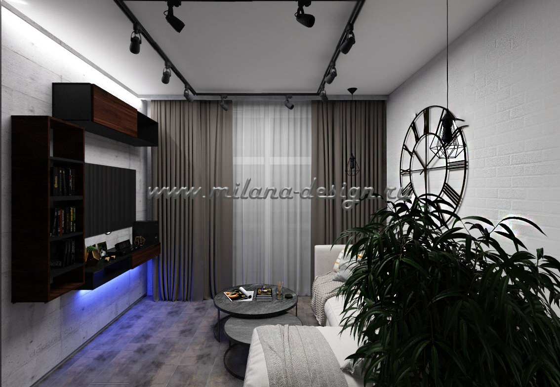 Проект 2х комнатной квартиры в стиле лофт