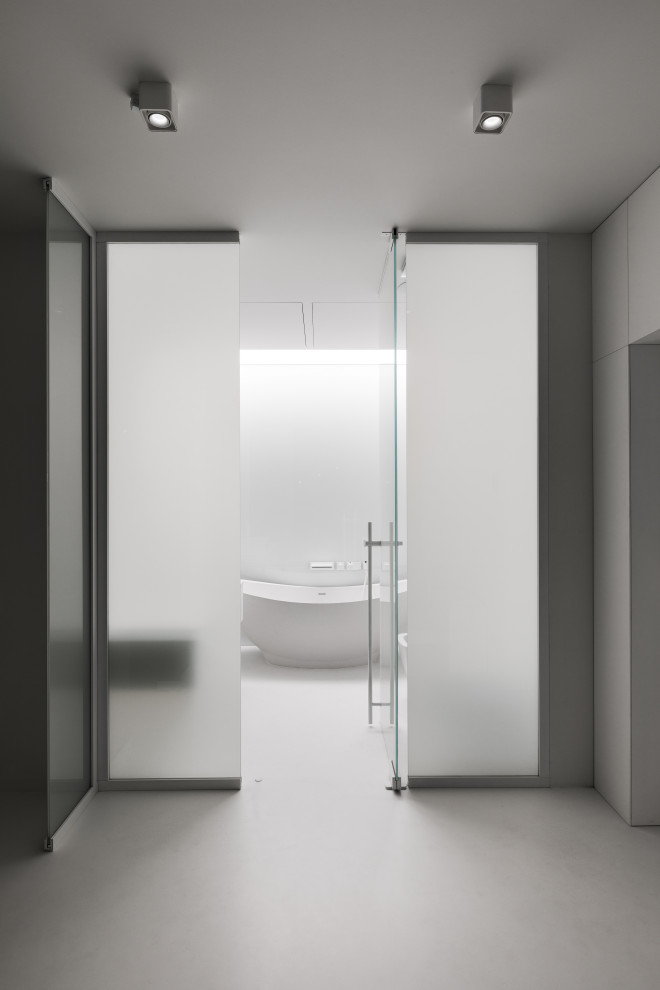 Stylish monochromatic white penthouse