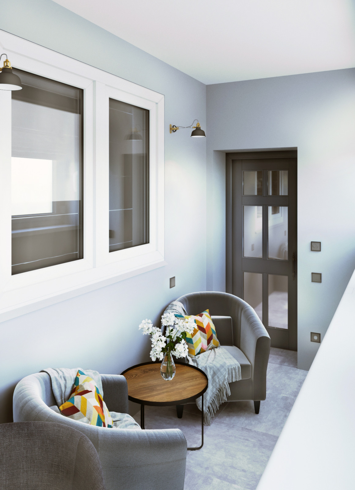 Спальня с гардеробной и балконом