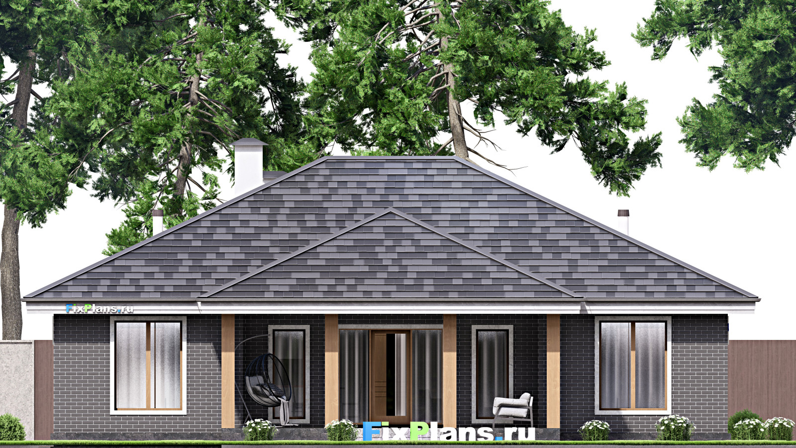 Проект одноэтажного дома 15х15м S167м2 F-15245