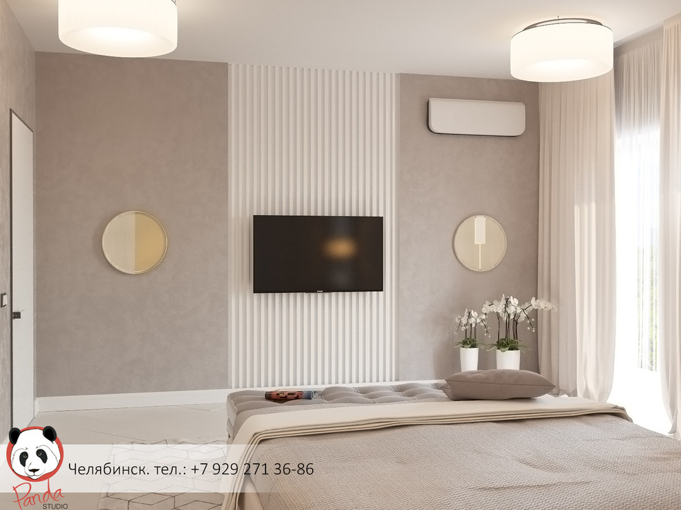 Изысканная спальня в серо-бежевых оттенках