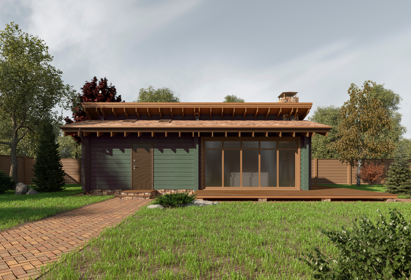 Эскизный проект. Павильон-барбекю из клееного бруса. Тульская область. 2020 г.