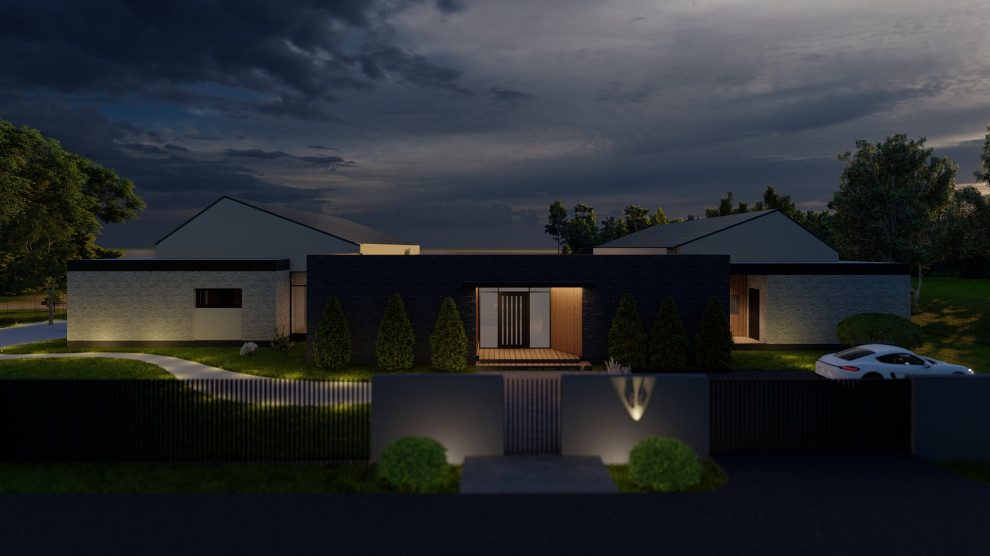 П-образный дом с внутренней террасой