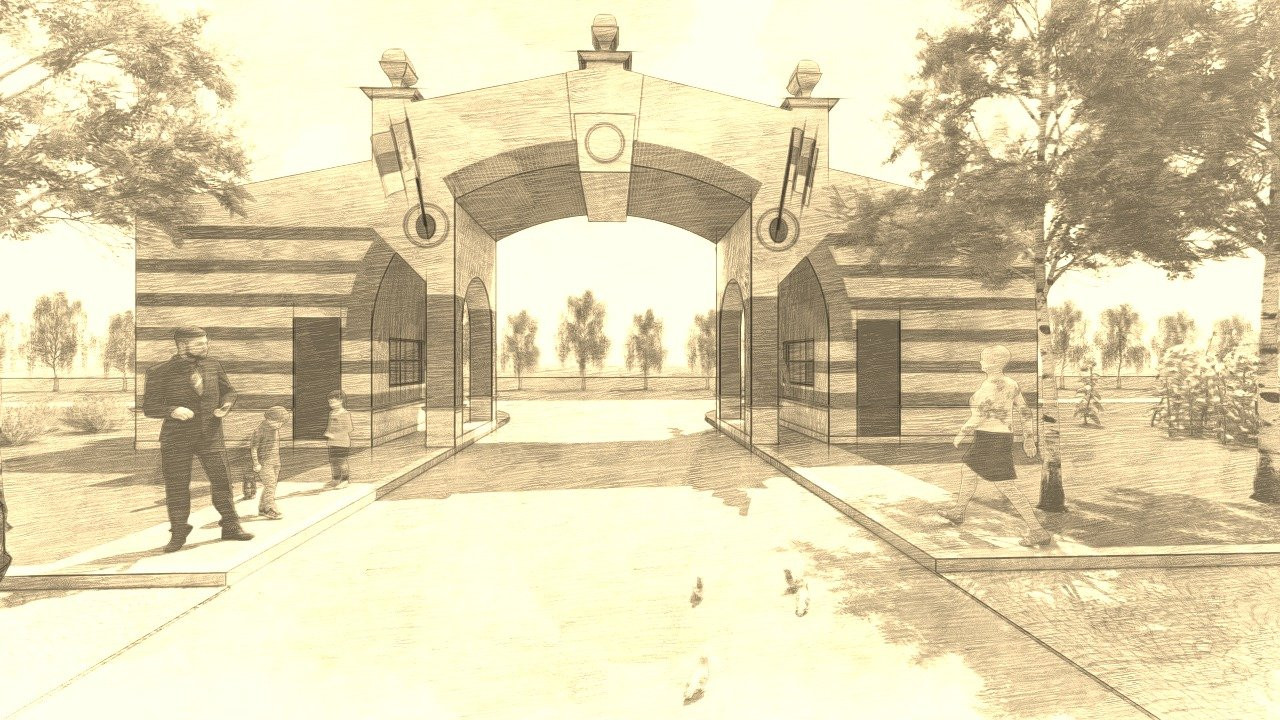 Entrance in small hotel complex