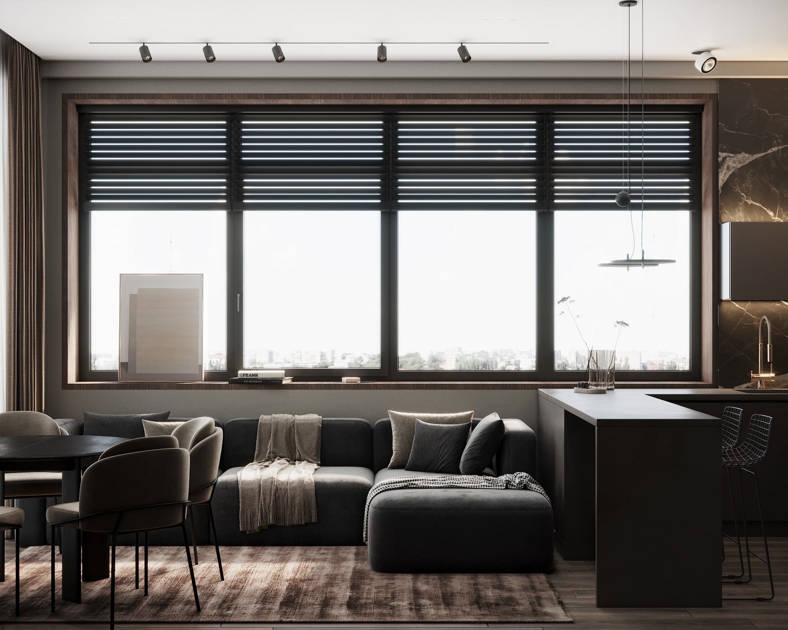 Монохромная квартира с террасой.