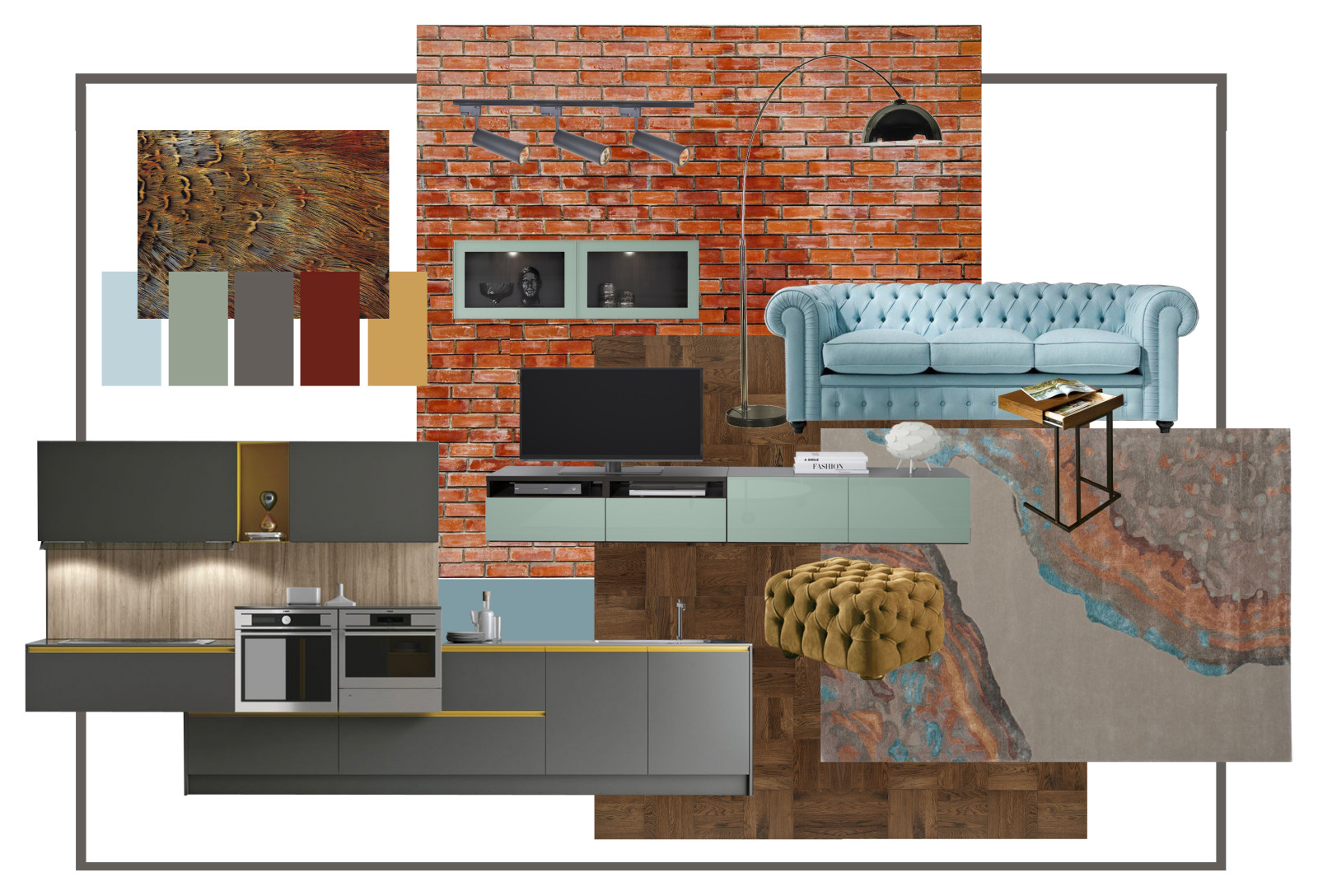Обложка проекта: Коллаж кухни-гостиной