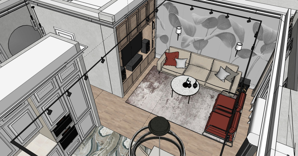 Зависая над городом (эскиз зоны гостиной)