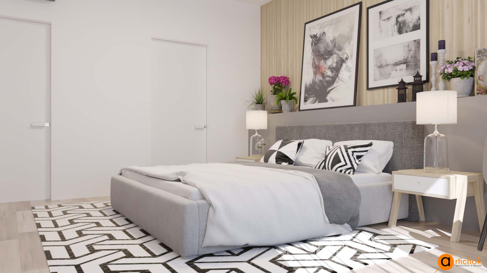 Идея дизайна светлой спальни