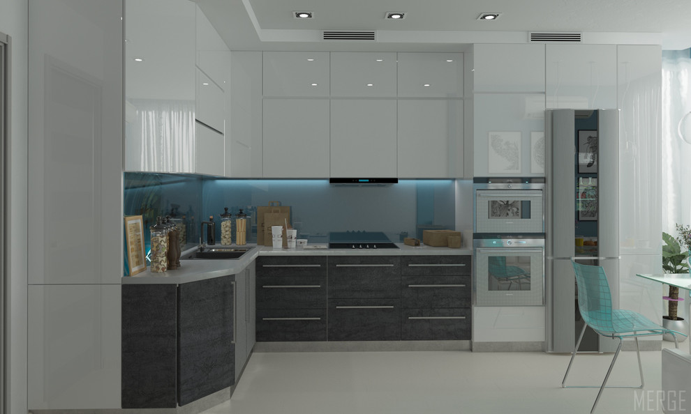 Минималистичная двухкомнатная квартира с видом на ЖД вокзал в Одессе 80м²