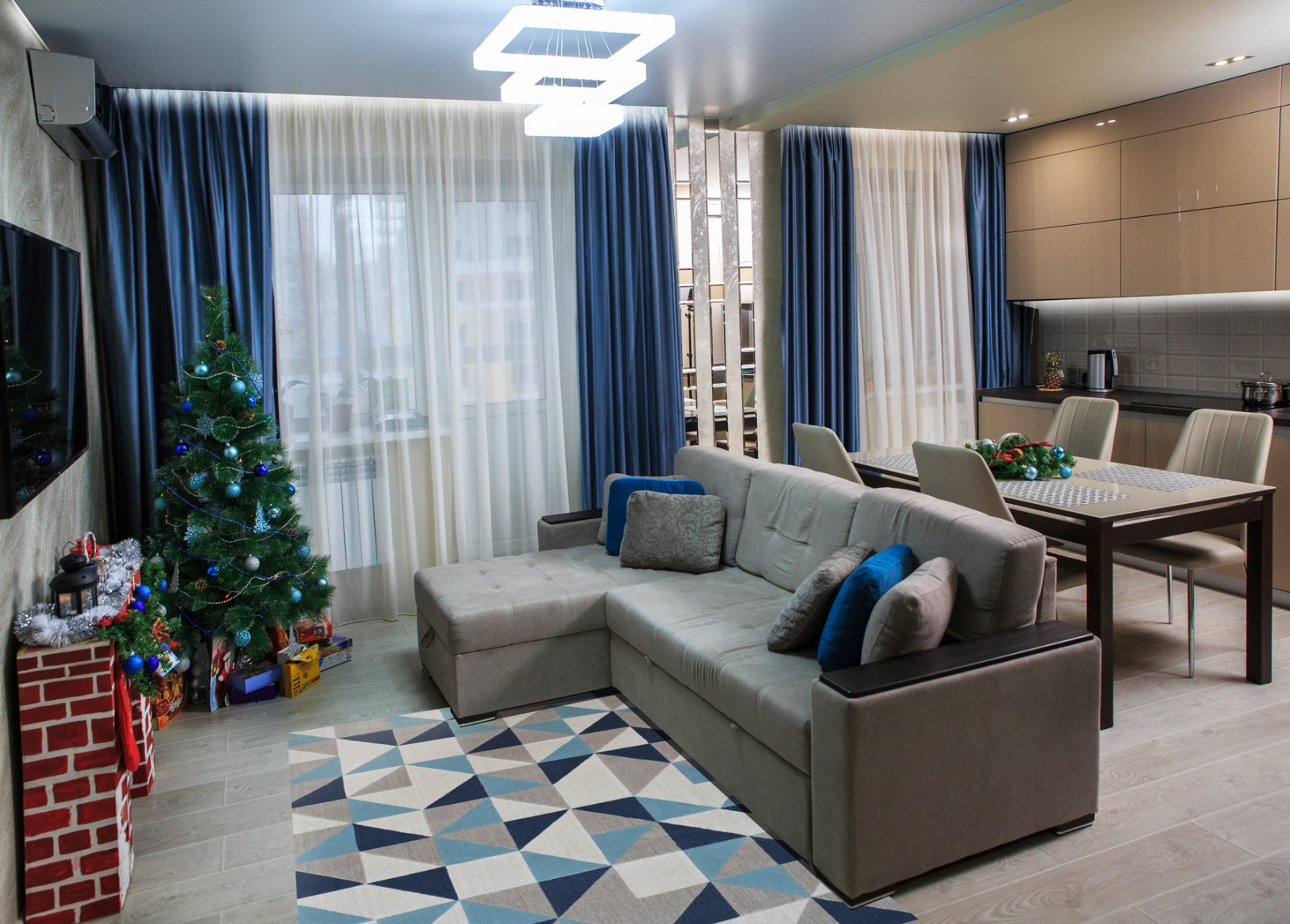 Шёлковый бриз.Дизайн-проект кухни-гостиной 25 м2.