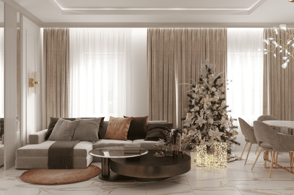 Просторная квартира в нежных оттенках со стильными элементами декора