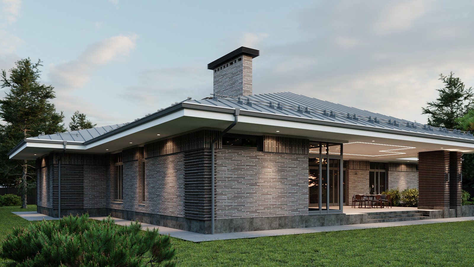 одноэтажный дом в живописном мест