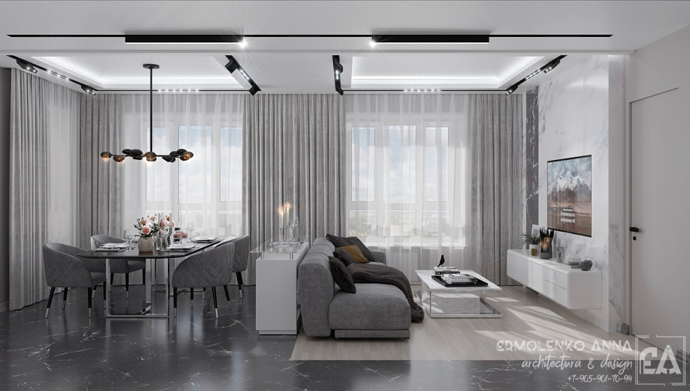 Обложка проекта: ЖК "Переулок Бульварный", г.Новосибирск, Гостиная, столовая