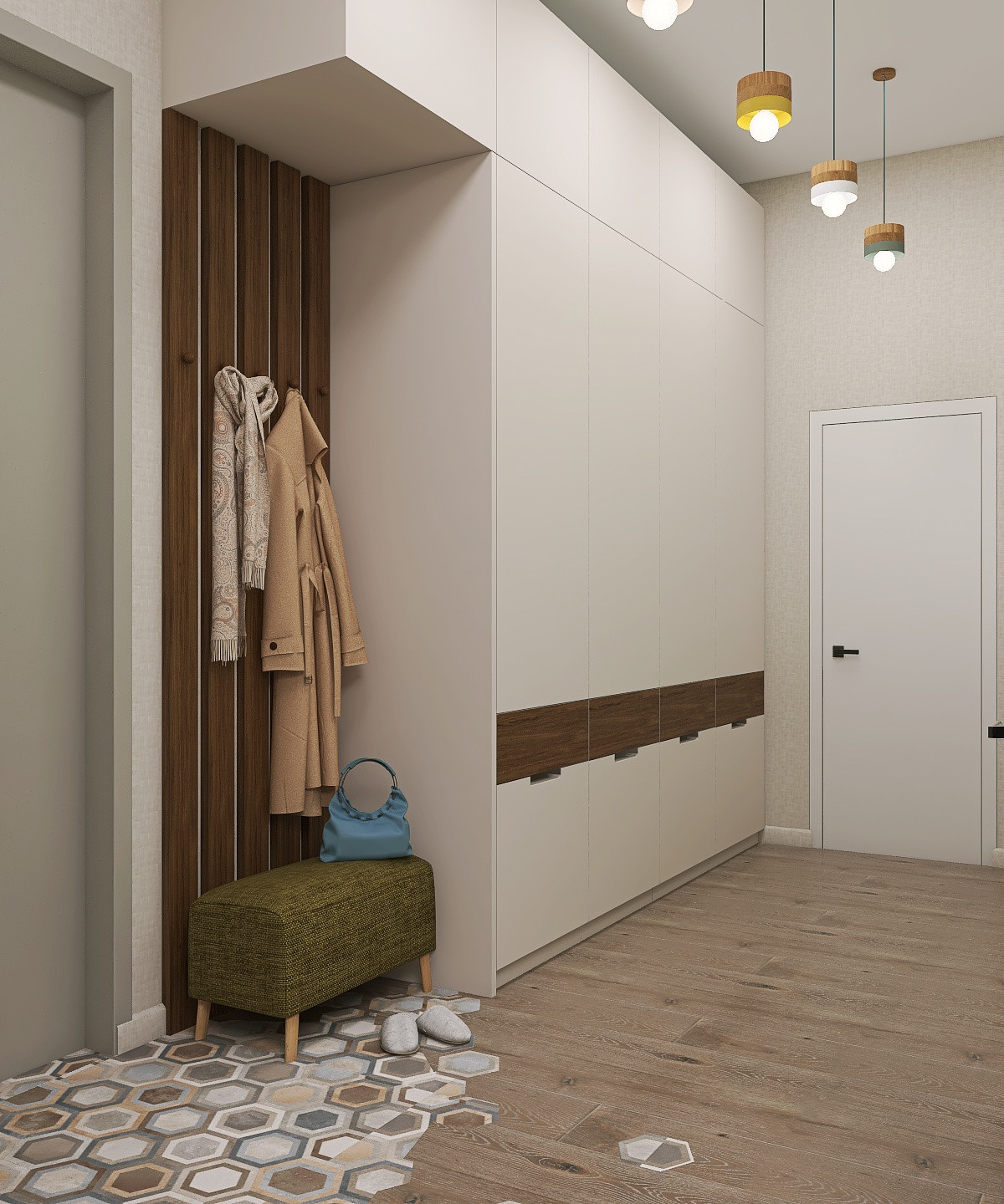 Необычный дизайн пола в прихожей