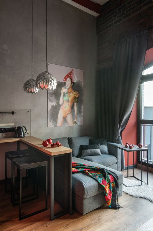 Лофт Студия 30м.кв.с элементами русского стиля