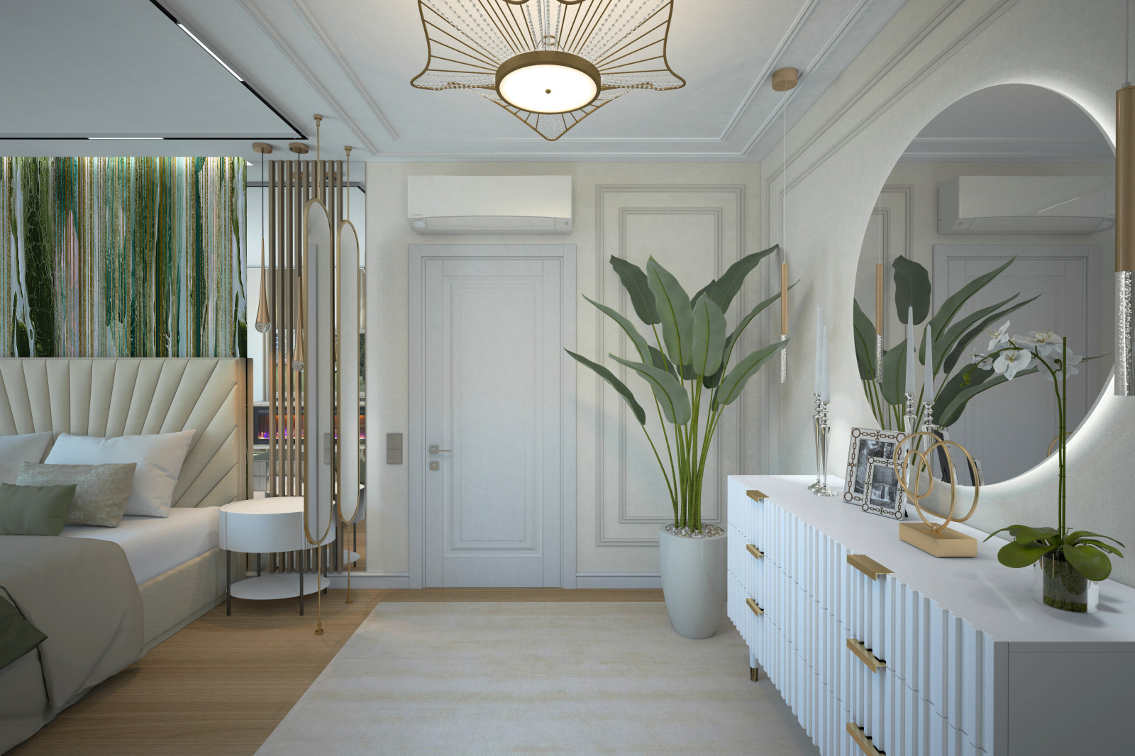 Спальня. Квартира в многоэтажном доме 160м2. 2 Варианта.