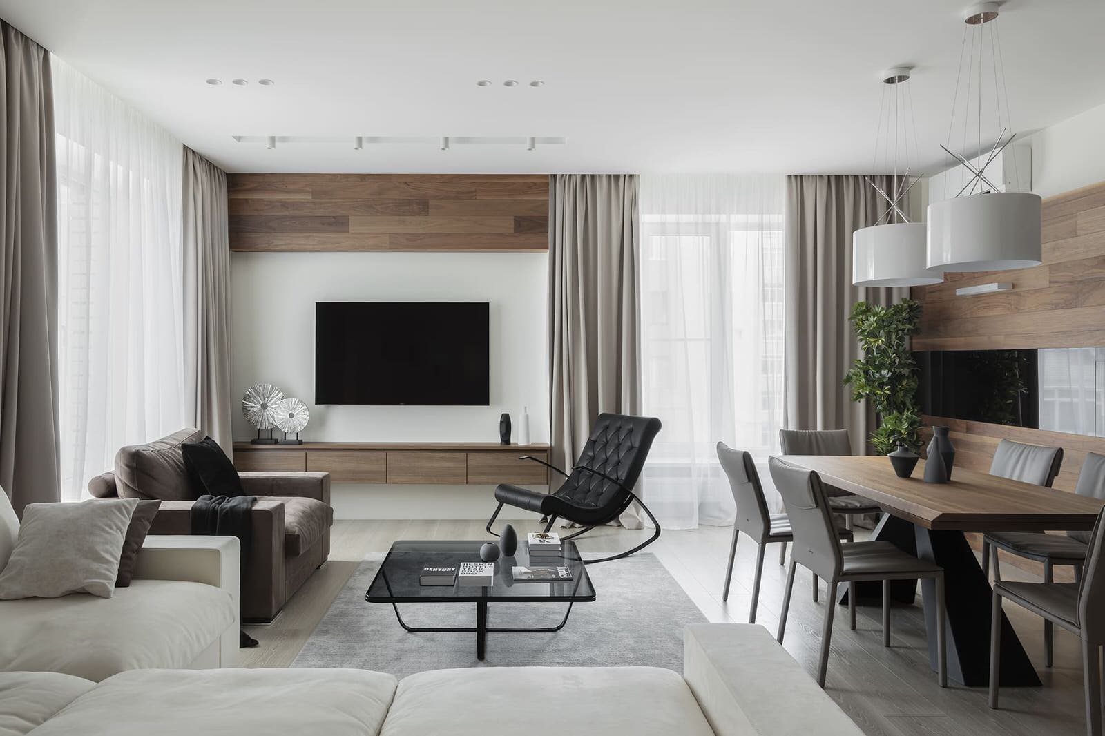 Обзор современной квартиры 170 квм. Полы без плинтуса. Двери в потолок.