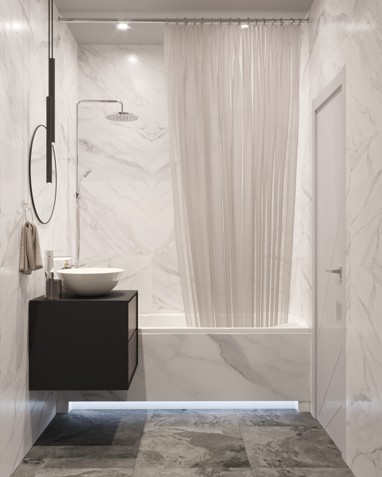 Однокомнатная квартира в серо-голубых тонах