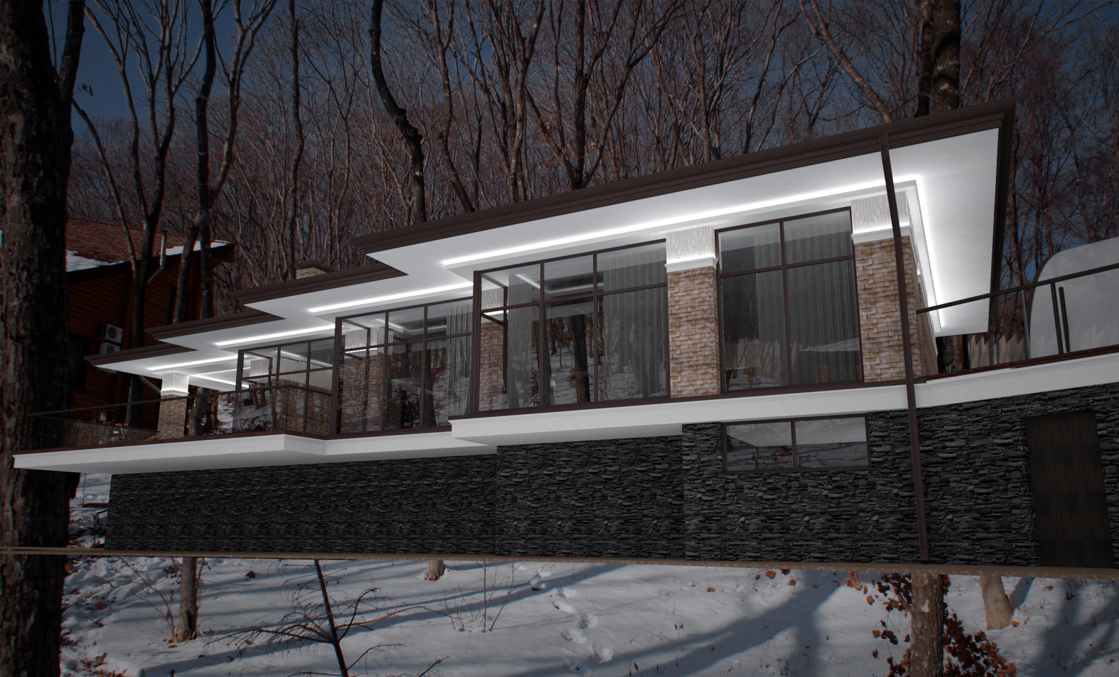 Обложка проекта: Дом для отдыха с видом на море в стиле райта