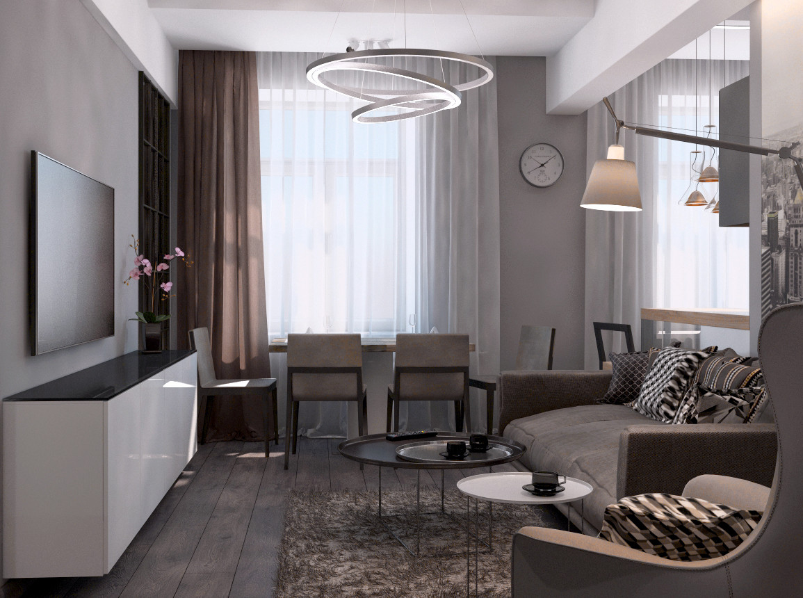 Гостиная с кухней