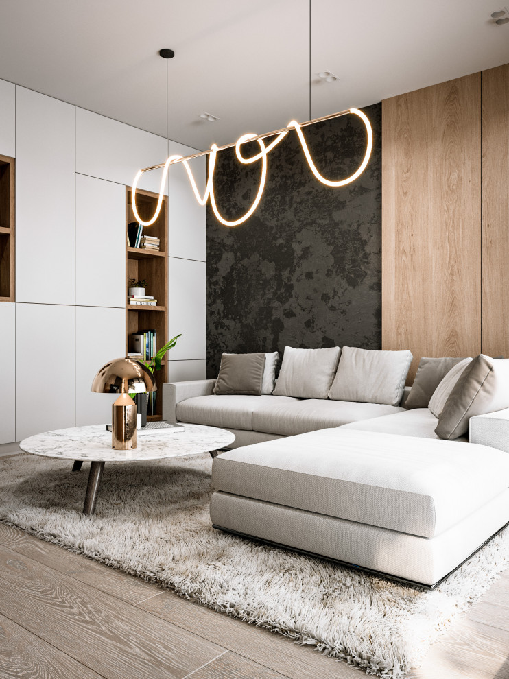 Дизайн-проект кухни-гостиной в современном стиле, г. Москва