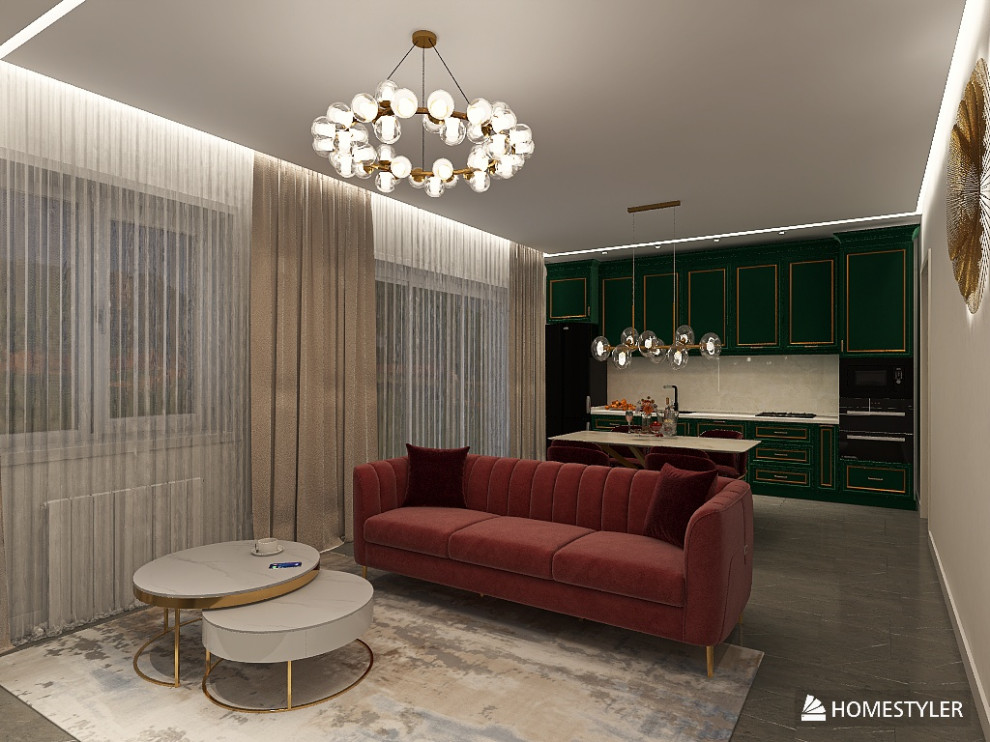 Кухня - гостиная в стиле ар деко