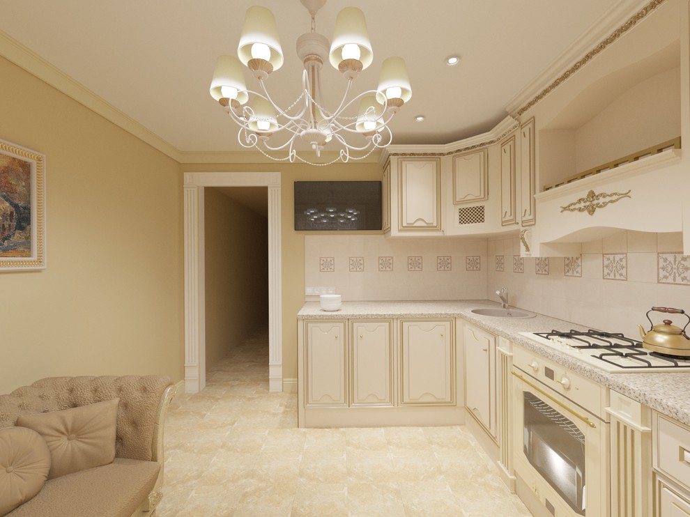 Кухня совмещенная с балконом в классическом стиле