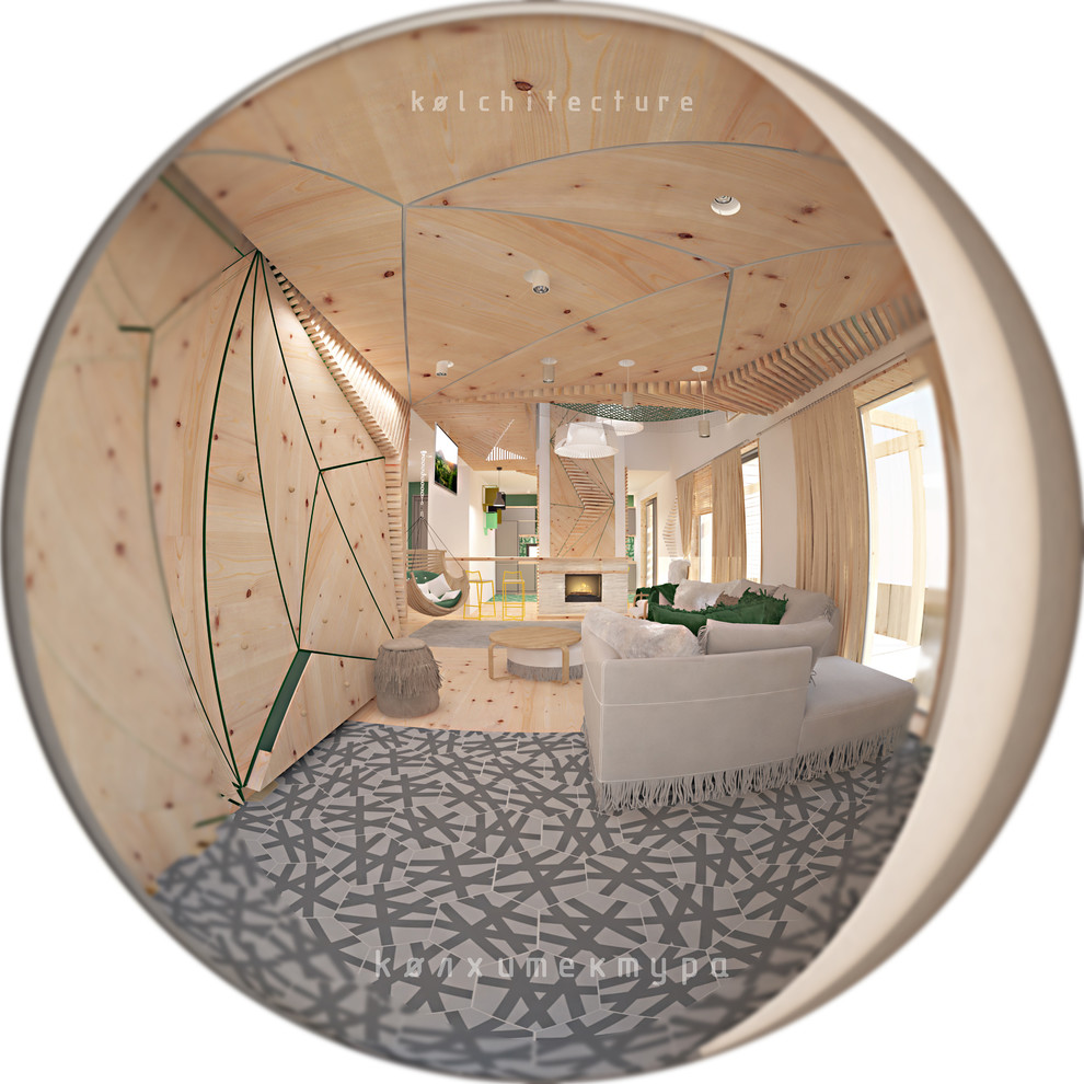 "Через глазок". Проект интерьера двухэтажного дома. "Принцип бумеранга"