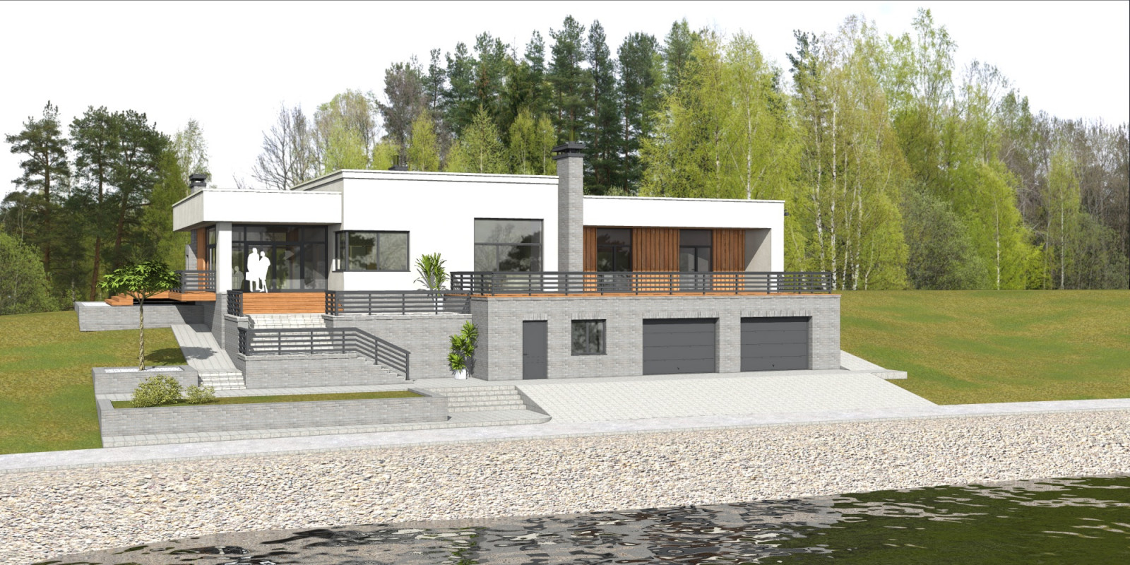 Дом на берегу озера.