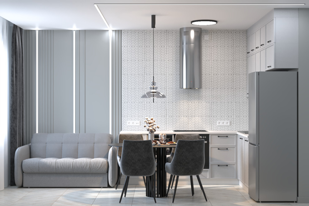 Серый монохром. Проект однокомнатной квартиры для сдачи