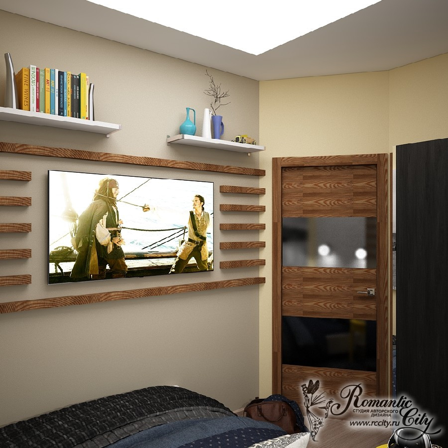 Дизайн однокомнатной квартиры для молодого человека в современном стиле (г.Красн