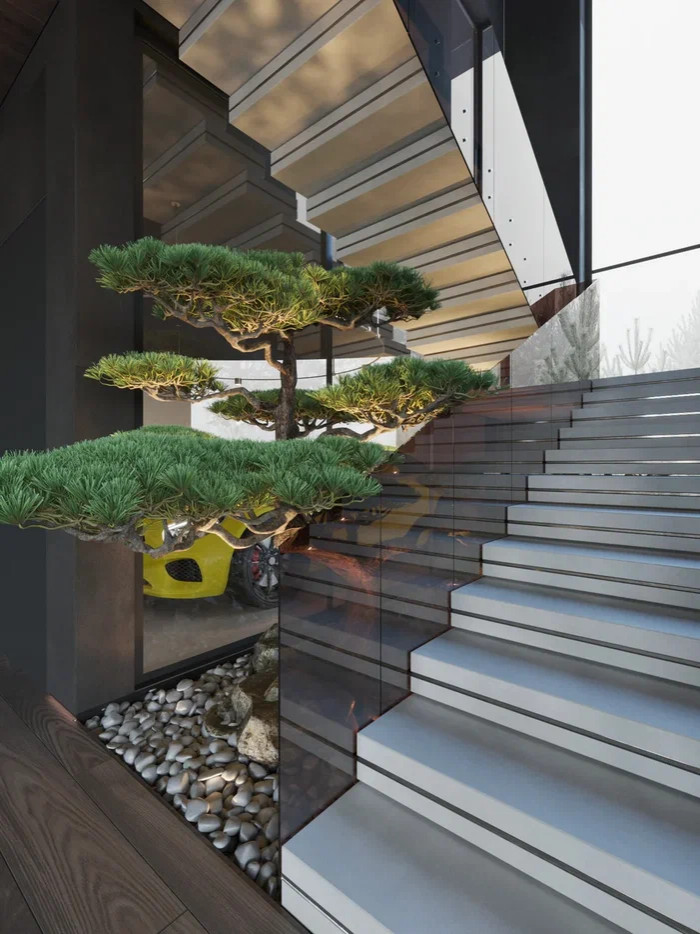 Главная зона в интерьере дома в КП Променад