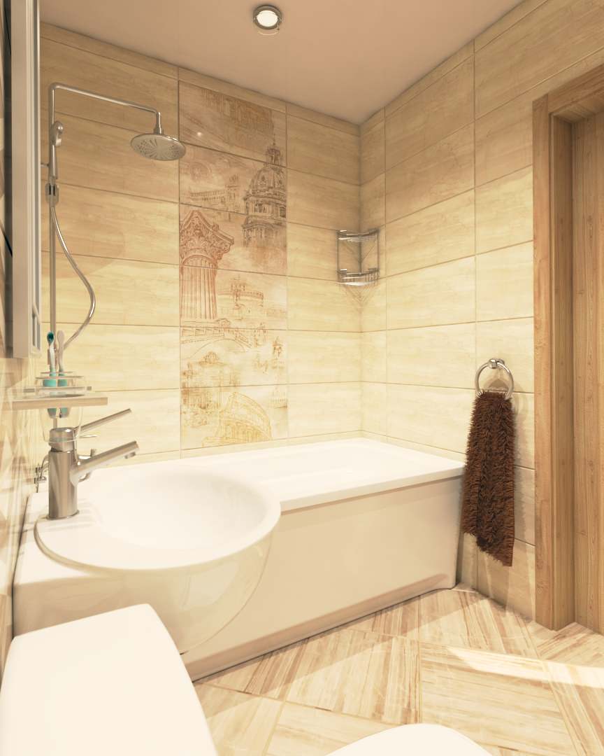 Совмещенный санузел с плиткой Savoy Golden Tile