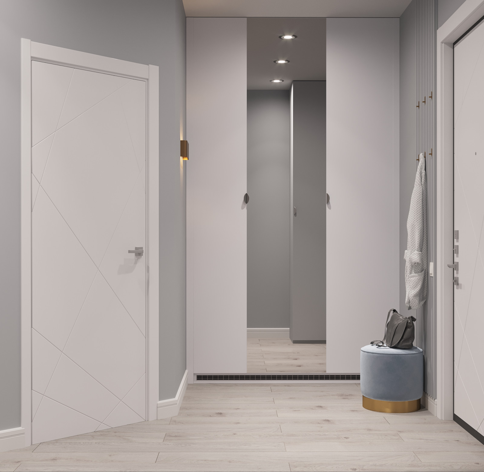 Однокомнатная квартира в серо-голубых тонах