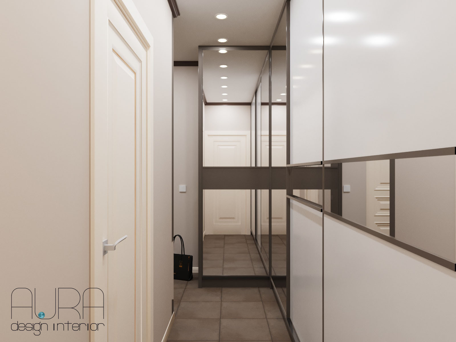 Дизайн квартиры, прихожая в темных тонах