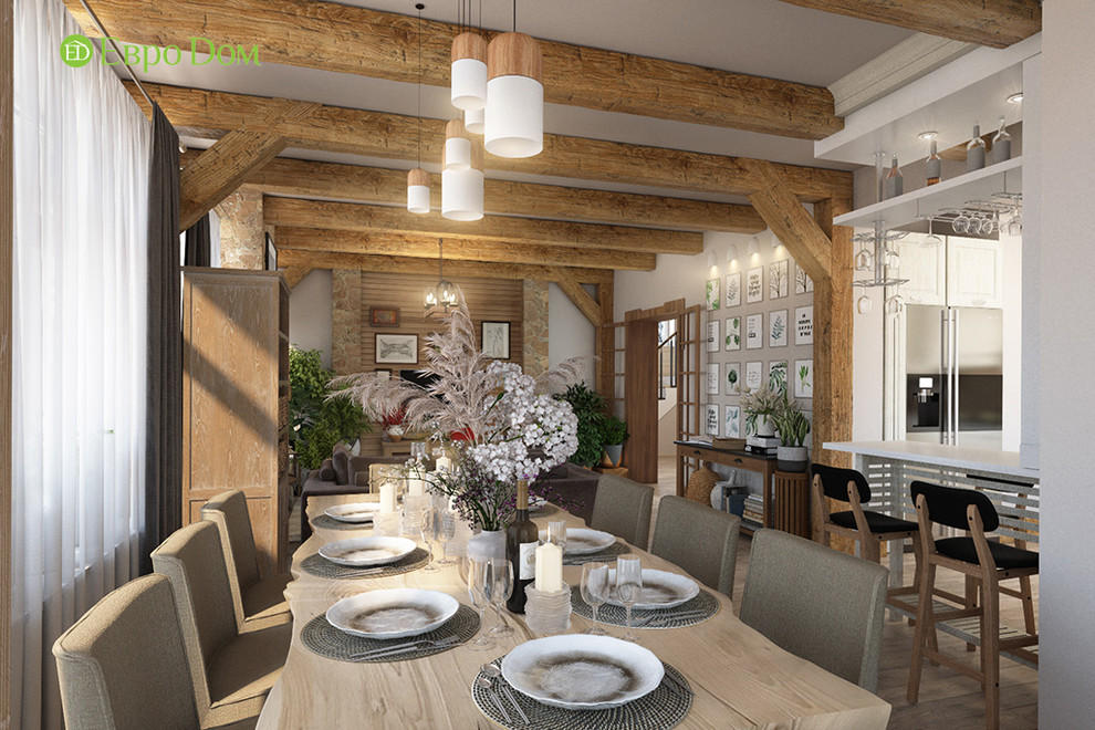 Дизайн интерьера двухкомнатного дома 73 кв. м в стиле шале