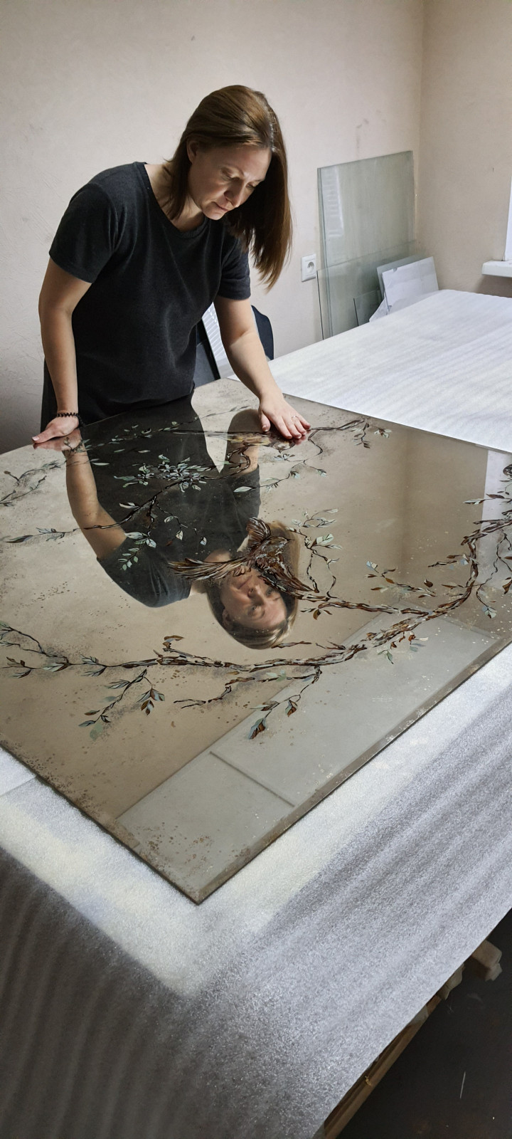 Роспись состаренного зеркала