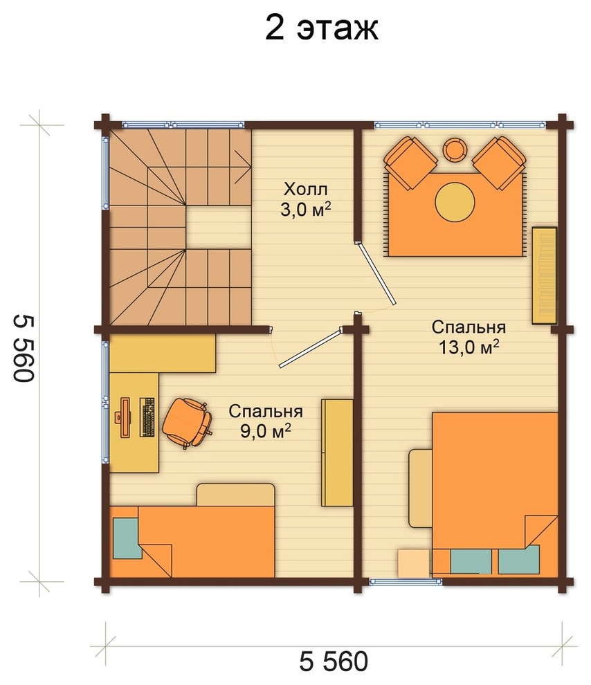 Дом из клеёного бруса сезонного проживания "Визит 2"