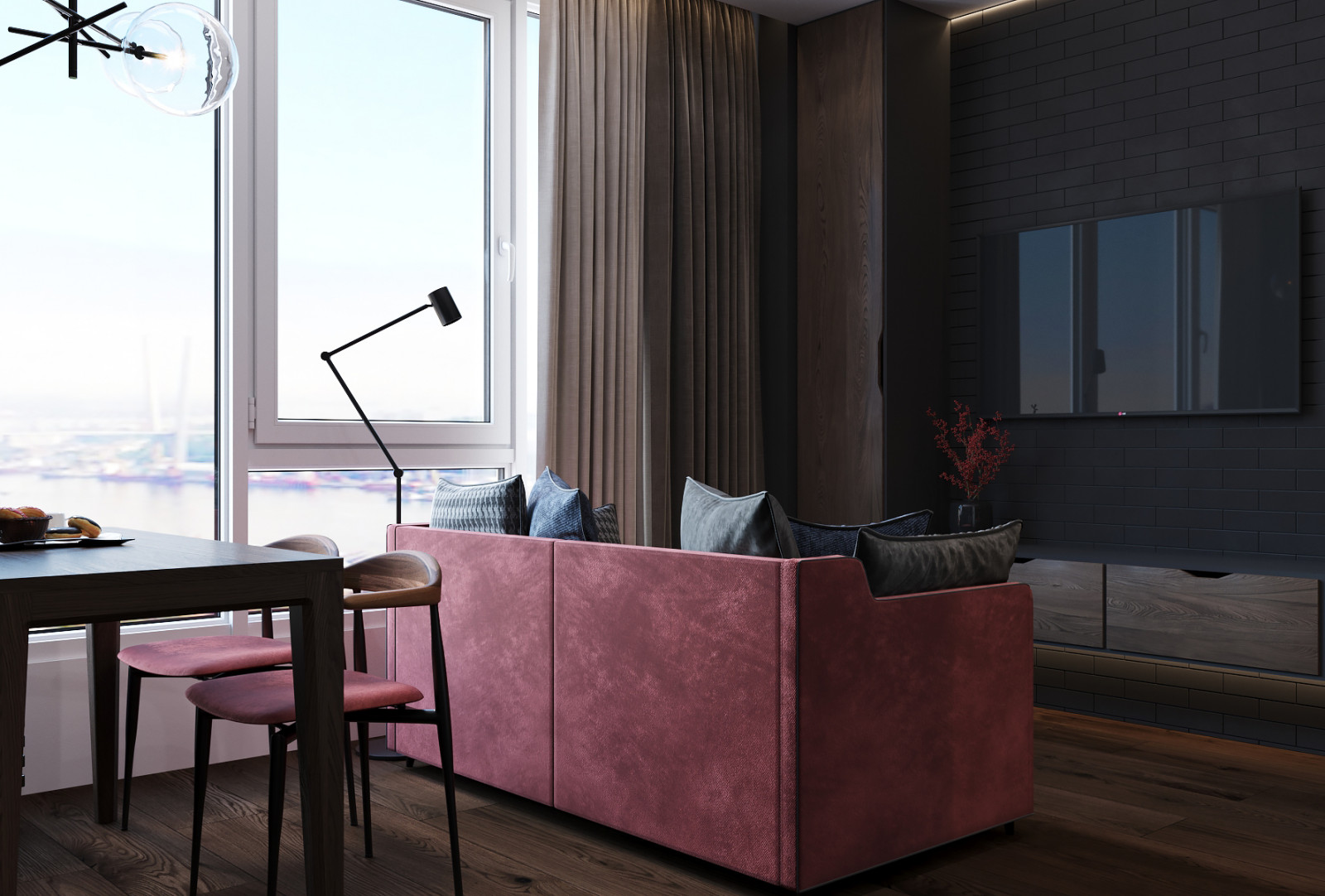 Квартира-студия в темных тонах