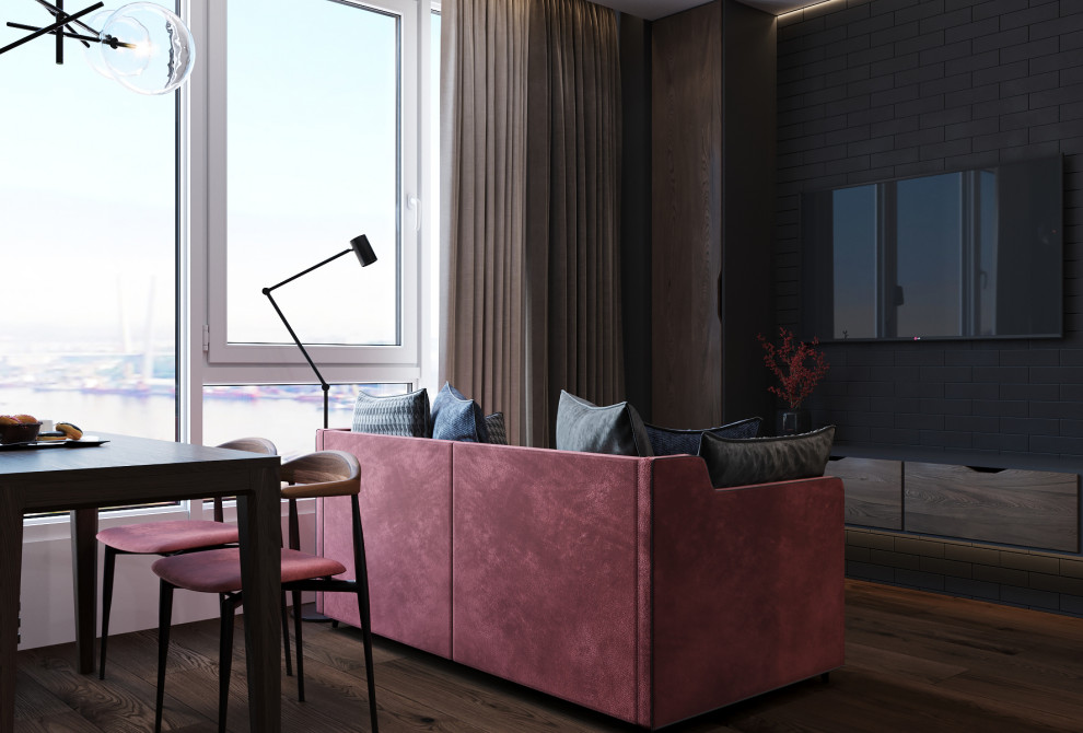 Квартира-студия в темных тонах