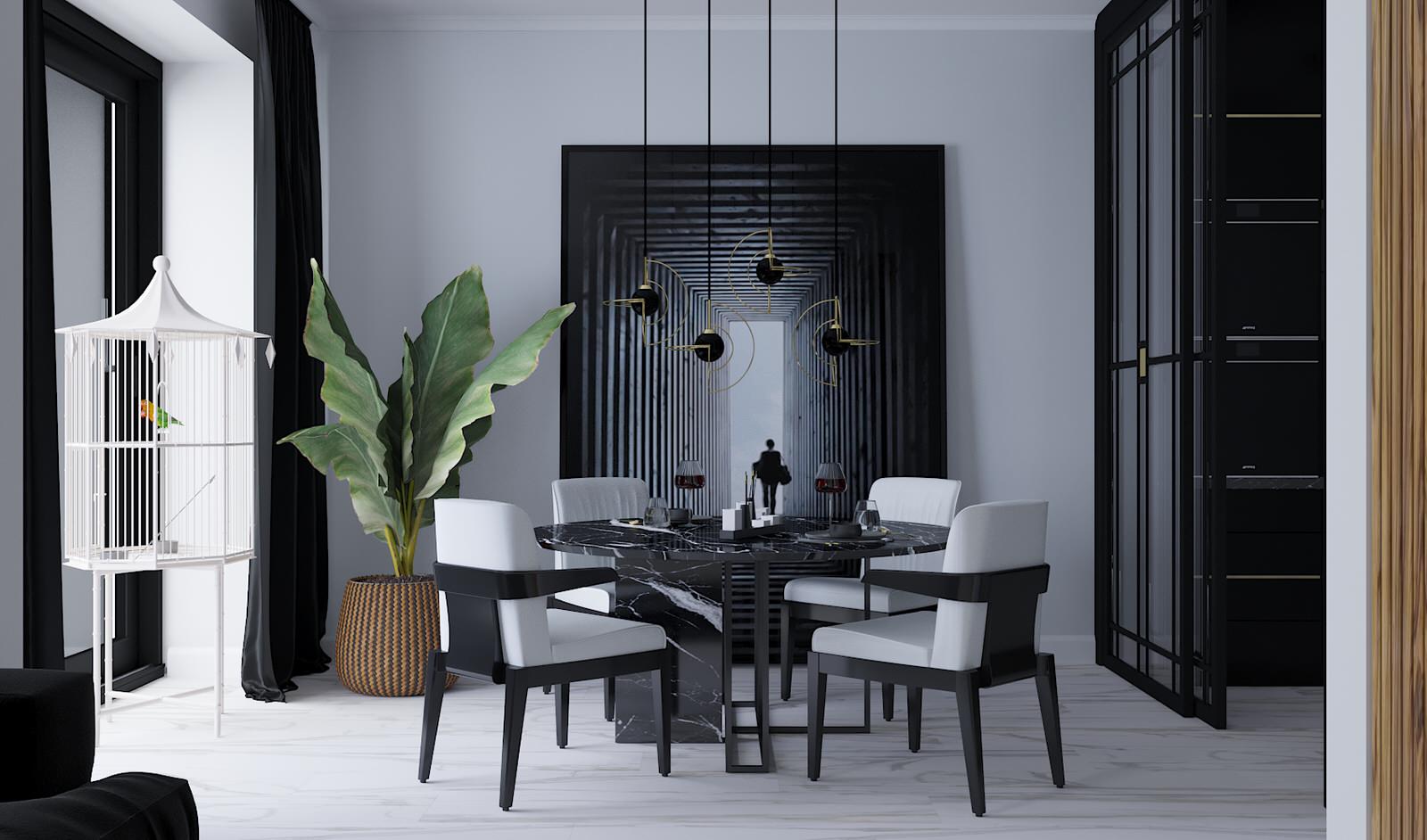 Обложка проекта: Интерьер гостиной в черно-белых тонах