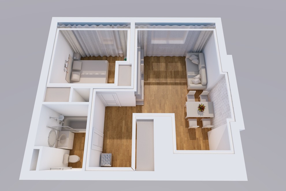 Планировочное решение однокомнатной квартиры в ЖК "Видный берег"