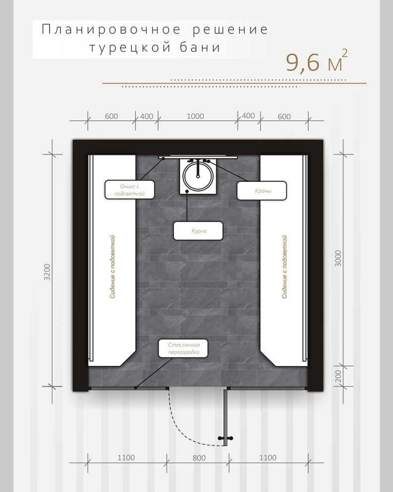 Современный хамам в темном камне