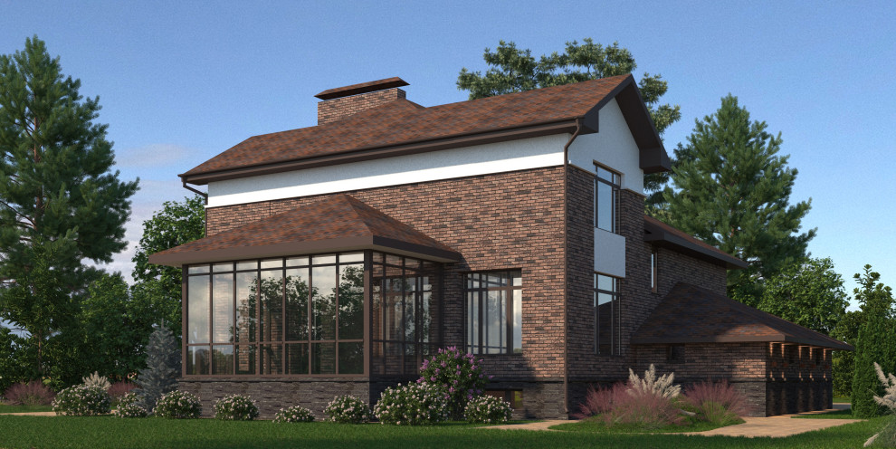 Архитектурная-визуализация и ландшафтное проектирование для коттеджа в Москве.